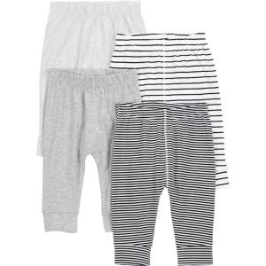 imageSimple Joys by Carters Unisex Baby 4Pack Neutral PantBlack Mini StripeGreyLight GreyWhite Stripe