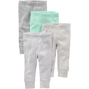 imageSimple Joys by Carters Unisex Baby 4Pack Neutral PantGreyLight GreyMint GreenStripe