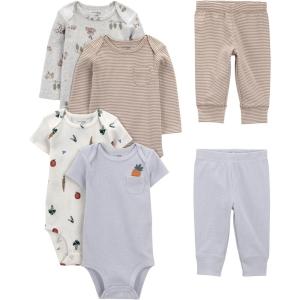 imageSimple Joys by Carters unisexbaby 6piece Bodysuits Short and Long Sleeve and Pants SetBlue Veggie
