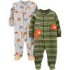 imageSimple Joys by Carters babyboys 2pack Fleece Footed Sleep and PlayBaby and Toddler SleepersGrey Forest AnimalsOlive Tiger