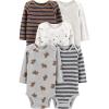 imageSimple Joys by Carters BabyBoys LongSleeve Bodysuit Pack of 5BodysuitBearForest AnimalsStripe
