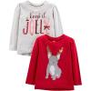 imageSimple Joys by Carters UnisexBaby 2Pack Christmas LongSleeve TeesGrey JollyRed Dog Print