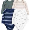 imageSimple Joys by Carters babyboys 4pack Longsleeve BodysuitBrown Football