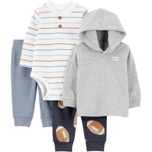 imageSimple Joys by Carters Baby Boys 4Piece Bodysuit Top and Pant SetGray Hoodie Football