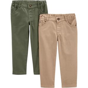 imageSimple Joys by Carters BabyBoys 2Pack Twill PantsKhaki BrownOlive