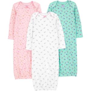 imageSimple Joys by Carters babygirls 3pack Cotton Sleeper GownPinkMint GreenWhite