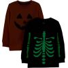 imageSimple Joys by Carters BabyBoys 2Pack Christmas LongSleeve TeesHalloween Pumpkin PrintSkeletonblackorange