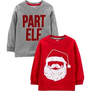 imageSimple Joys by Carters BabyBoys 2Pack Christmas LongSleeve TeesRedGrey