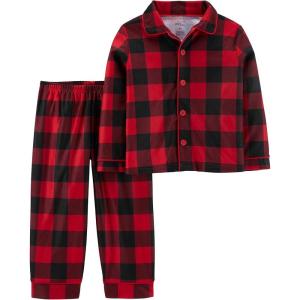 imageSimple Joys by Carters babyboys 2piece Coat Style Pajama SetBlack Red Plaid