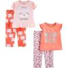 imageSimple Joys by Carters girls 4piece Polyester Pajama SetAnimal PrintKittenText Print