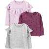 imageSimple Joys by Carters girls Longsleeve Shirts  Pack of 3GreyPinkFloral