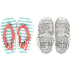 imageSimple Joys by Carters Girls and Toddlers Kimmie Nora Jelly Sandal SetSilverTurquoise Blue Stripe