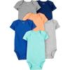 imageSimple Joys by Carters BabyBoys 6Pack ShortSleeve BodysuitBlueOrangeMint Green
