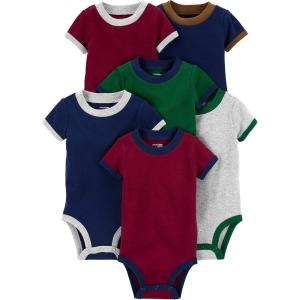 imageSimple Joys by Carters BabyBoys 6Pack ShortSleeve BodysuitBurgundyGreenNavy