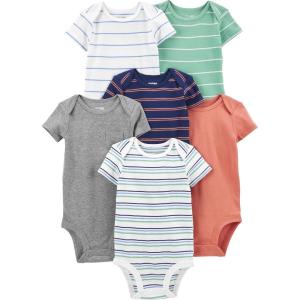 imageSimple Joys by Carters BabyBoys 6Pack ShortSleeve BodysuitMulticolorStripe