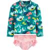 imageSimple Joys by Carters Toddlers and Baby Girls 2Piece Assorted Rashguard SetsGreen FloralPink Stripe