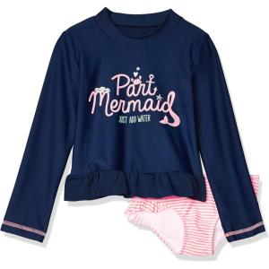 imageSimple Joys by Carters Toddlers and Baby Girls 2Piece Assorted Rashguard SetsNavy MermaidPink Stripe