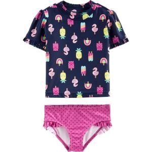 imageSimple Joys by Carters Toddlers and Baby Girls 2Piece Assorted Rashguard SetsNavy PopsiclesPink Dots