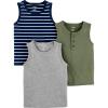 imageSimple Joys by Carters Boys 3Pack Muscle Tank TopsGrey HeatherNavy StripeOlive
