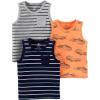 imageSimple Joys by Carters Boys 3Pack Muscle Tank TopsGrey StripeLight Orange AlligatorNavy Double Stripe