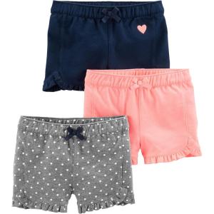 imageSimple Joys by Carters Girls 3Pack Knit ShortsPinkGreyNavy
