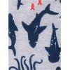 imageSimple Joys by Carters babyboys LooseFit Polyester Jersey Footed PajamasBlue ChameleonGrey SharkRed Stripe