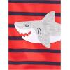imageSimple Joys by Carters babyboys LooseFit Polyester Jersey Footed PajamasBlue ChameleonGrey SharkRed Stripe