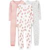 Grey Floral/Pink Stripe/White Strawberry