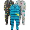 imageSimple Joys by Carters babyboys LooseFit Polyester Jersey Footed PajamasBlue AlligatorDark Grey Fun FoodGrey Trucks