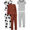 Brown Animal Print/Grey Polka Dot/White Stripe