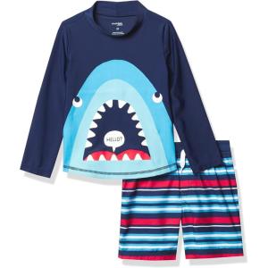 imageSimple Joys by Carters BabyBoys Swimsuit Trunk and Rashguard SetNavy SharkRed Stripe