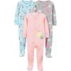 imageSimple Joys by Carters Girls 3pack Snug Fit Footed Cotton PajamasBallerinaBeesMoon