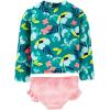 image:imageSimple Joys by Carters babygirls 2Piece Assorted Rashguard SetsGreen FloralPink Stripe