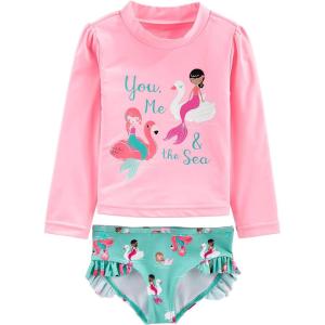 image:imageSimple Joys by Carters babygirls 2Piece Assorted Rashguard SetsAqua Green SwanPink Mermaid