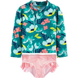 image:imageSimple Joys by Carters babygirls 2Piece Assorted Rashguard SetsGreen FloralPink Stripe