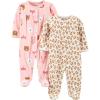 image:imageSimple Joys by Carters babygirls Cotton and Fleece Footed Sleep and Play Pack of 2CheetahForest Animals