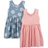 image:imageSimple Joys by Carters babygirls Shortsleeve and Sleeveless Dress Sets Pack of 2Dusty Blue FloralPink