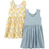 image:imageSimple Joys by Carters babygirls Shortsleeve and Sleeveless Dress Sets Pack of 2Dusty BlueWhite Lemon