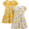 image:imageSimple Joys by Carters babygirls Shortsleeve and Sleeveless Dress Sets Pack of 2Grey PineappleMustard Yellow Flowers