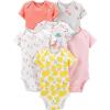 image:imageSimple Joys by Carters BabyGirls 6Pack ShortSleeve BodysuitMulticolorBirdsFruitLemonTurtle