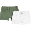 image:imageSimple Joys by Carters Girls Denim Shorts Pack of 2OliveWhite
