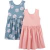 image:imageSimple Joys by Carters babygirls Shortsleeve and Sleeveless Dress Sets Pack of 2Dusty Blue FloralPink