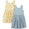 image:imageSimple Joys by Carters babygirls Shortsleeve and Sleeveless Dress Sets Pack of 2Dusty BlueWhite Lemon