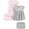 image:imageSimple Joys by Carters babygirls Shortsleeve and Sleeveless Dress Sets Pack of 2Grey Bear PrintPink Elephants