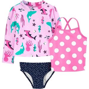 image:imageSimple Joys by Carters BabyGirls 3Piece Assorted Rashguard SetsNavy DotsPink Polka DotSea Life