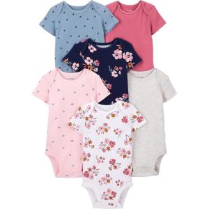 image:imageSimple Joys by Carters BabyGirls 6Pack ShortSleeve BodysuitMulticolorDitsy FloralFloralPolka DotTropical