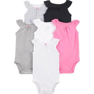 image:imageSimple Joys by Carters BabyGirls 6Pack ShortSleeve BodysuitMulticolorDotsHearts