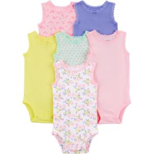image:imageSimple Joys by Carters BabyGirls 6Pack ShortSleeve BodysuitMulticolorFloralForest AnimalsFruit