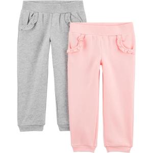 image:imageSimple Joys by Carters Girls 2Pack Fleece JoggersGreyPink