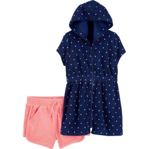 image:imageSimple Joys by Carters Girls Hooded Coverup and ShortsNavy DotsPink